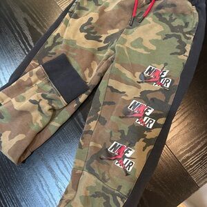 Jordan Green and Black Sweatpants with Camouflage Design